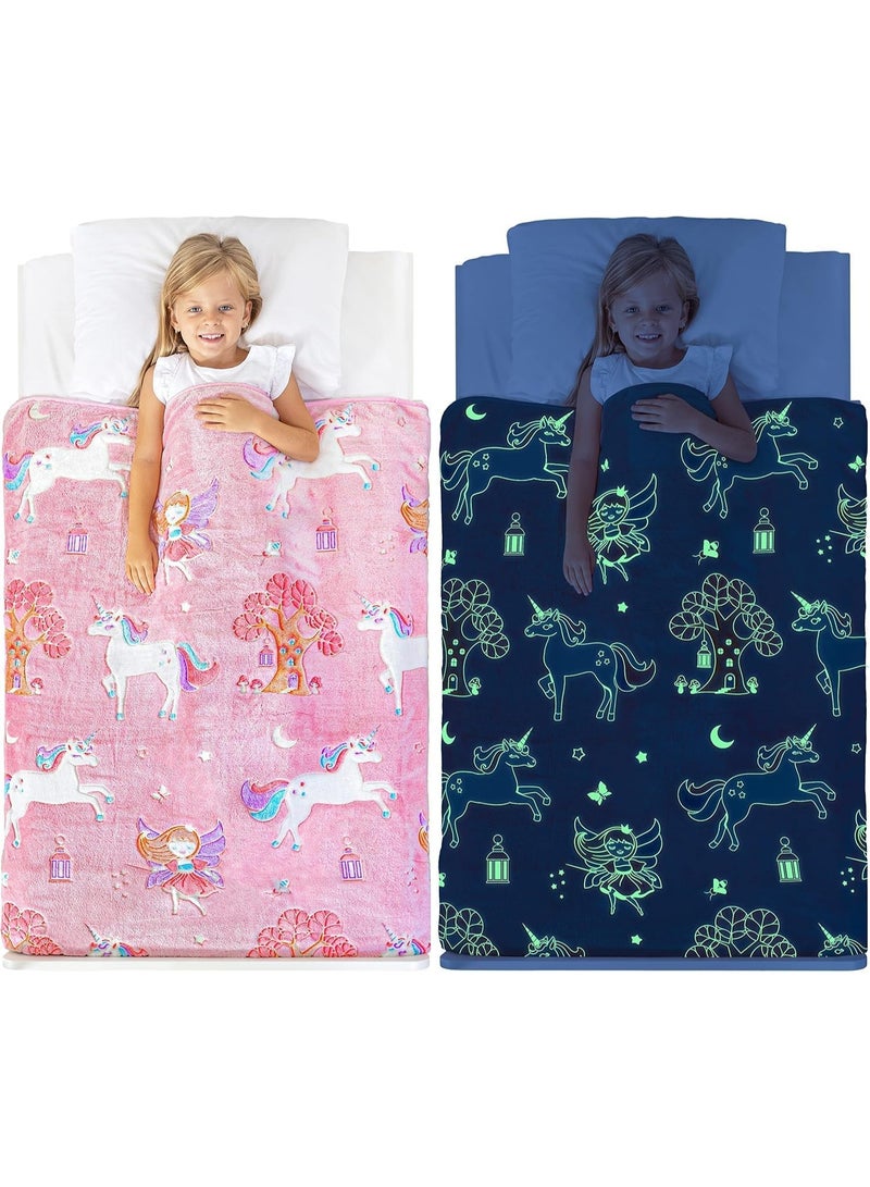 Glow in The Dark Blanket, 130*150CM, Glow in The Dark Unicorn Blanket for Girls, Soft Pink Fleece Throw, Cozy Flannel Kids Throw Blanket, Great  Birthday, Baby, Toddler Unicorn Gifts! - Image 4