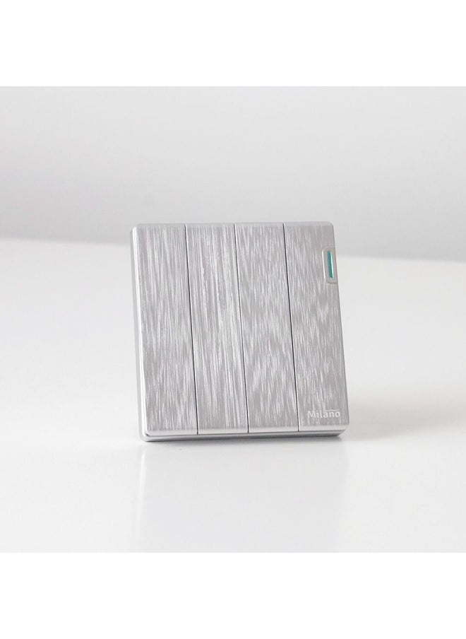 DANUBE HOME Milano 10A 4G 1W Switch Electrical Switches Sockets Outlets For Home Appliances Office Hotel Conventional Construction Project Aura Slvr  - Image 1