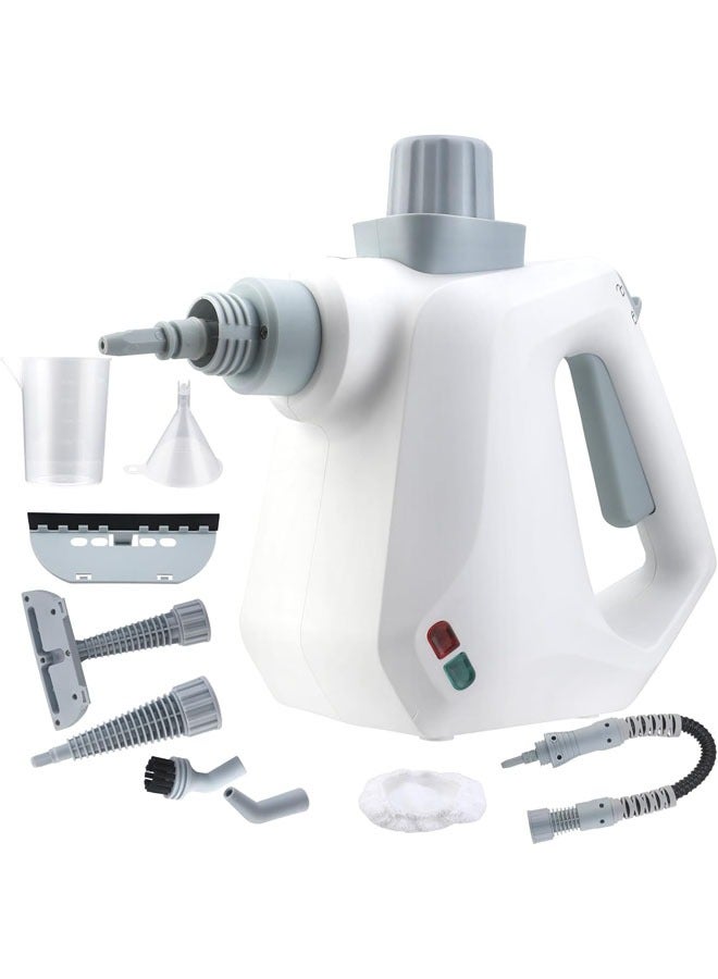 Multi-Surface Handheld Steam Cleaner with 9-Pieces Accessories, All Natural Pressurized Steamer for Cleaning, Multipurpose Steam Cleaner for Home to Remove Dirt, Grout, Tile, Grease and More (White)  - Image 1