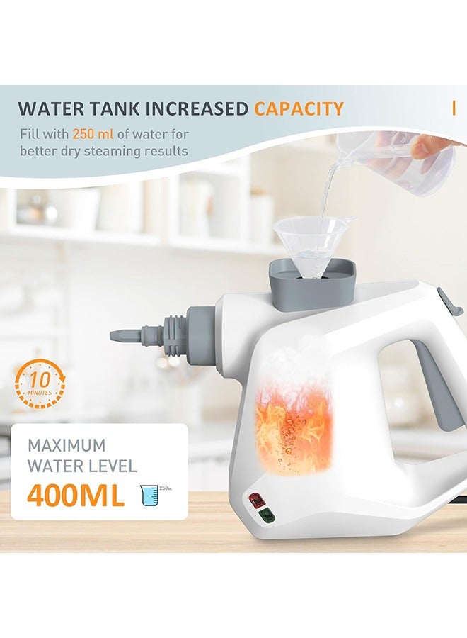 Multi-Surface Handheld Steam Cleaner with 9-Pieces Accessories, All Natural Pressurized Steamer for Cleaning, Multipurpose Steam Cleaner for Home to Remove Dirt, Grout, Tile, Grease and More (White)  - Image 3