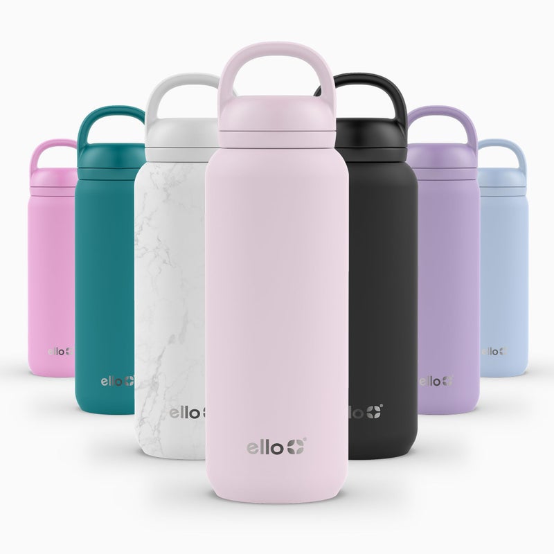 Ello Cooper Twist 32oz Stainless Steel Water Bottle with Chug Lid | Leak Proof | Double Walled and Vacuum Insulated | Built in Carry Loop | Dishwasher Safe | Cashmere Pink - Image 1