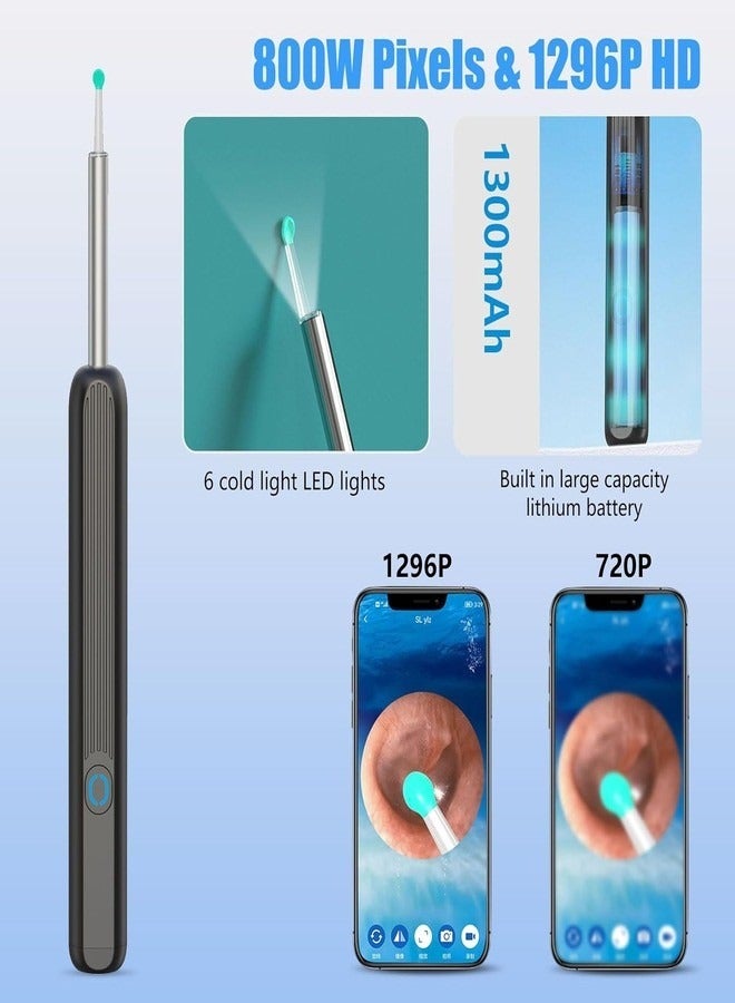 Marrkhor Ear Wax Removal, Ear Pick Kit, Ear Cleaner with Camera,1296P HD Earwax Removal Tool with 8 Pcs Ear Set, Ear Cleaning Kit for Adult, Kids. - Image 2