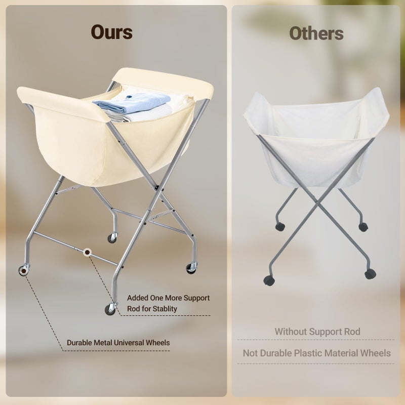 ELYKEN Laundry Cart with Wheels, 33â€H Easy Rolling Laundry Hamper with Removable Liner Bag, Sturdy Metal Frame Clothes Basket with 4 Casters and 2 Brakes - Image 2