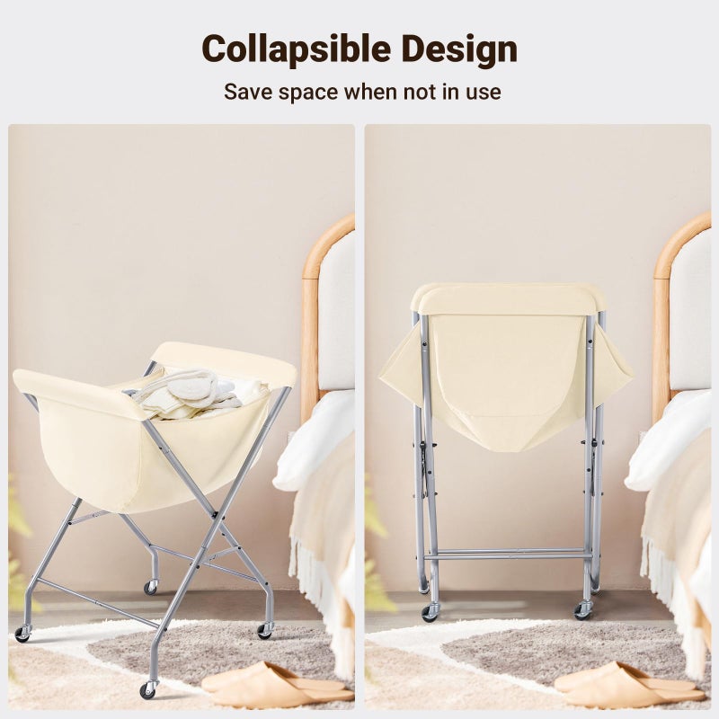 ELYKEN Laundry Cart with Wheels, 33â€H Easy Rolling Laundry Hamper with Removable Liner Bag, Sturdy Metal Frame Clothes Basket with 4 Casters and 2 Brakes - Image 4