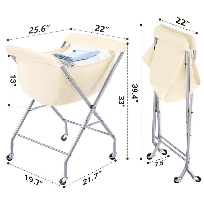 ELYKEN Laundry Cart with Wheels, 33â€H Easy Rolling Laundry Hamper with Removable Liner Bag, Sturdy Metal Frame Clothes Basket with 4 Casters and 2 Brakes - Image 3