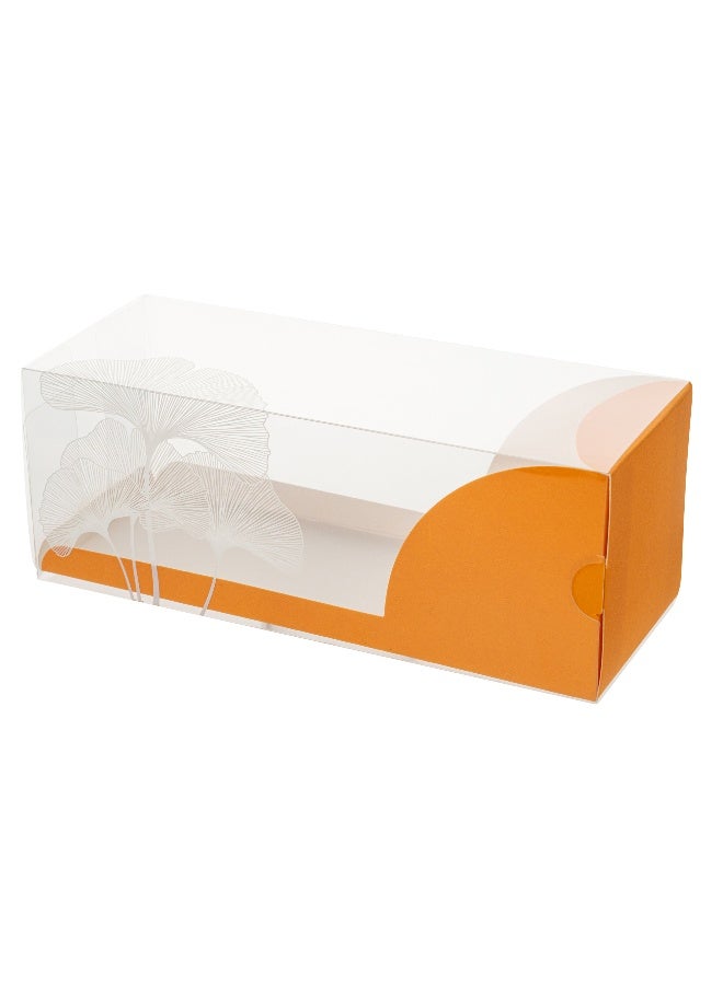 Restaurantware صناديق حلوى شفافة 7 بوصة × 2.5 بوصة، 100 غلاف ورقي برتقالي، صناديق حلوى شفافة - لمسة ورقية، بدون بطانة دهنية، صناديق تفضيل بلاستيكية شفافة، مقاومة للكسر، قابلة للتخلص منها - Image 1