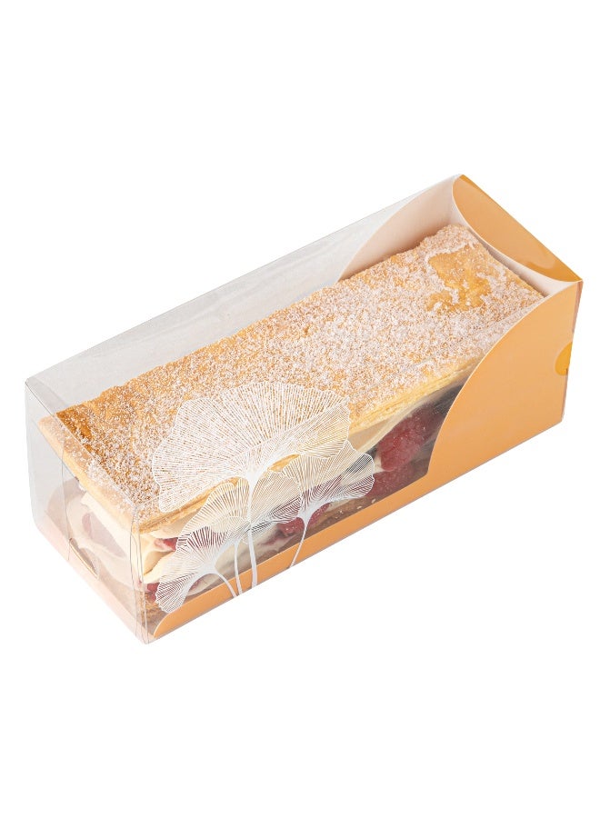 Restaurantware صناديق حلوى شفافة 7 بوصة × 2.5 بوصة، 100 غلاف ورقي برتقالي، صناديق حلوى شفافة - لمسة ورقية، بدون بطانة دهنية، صناديق تفضيل بلاستيكية شفافة، مقاومة للكسر، قابلة للتخلص منها - Image 2