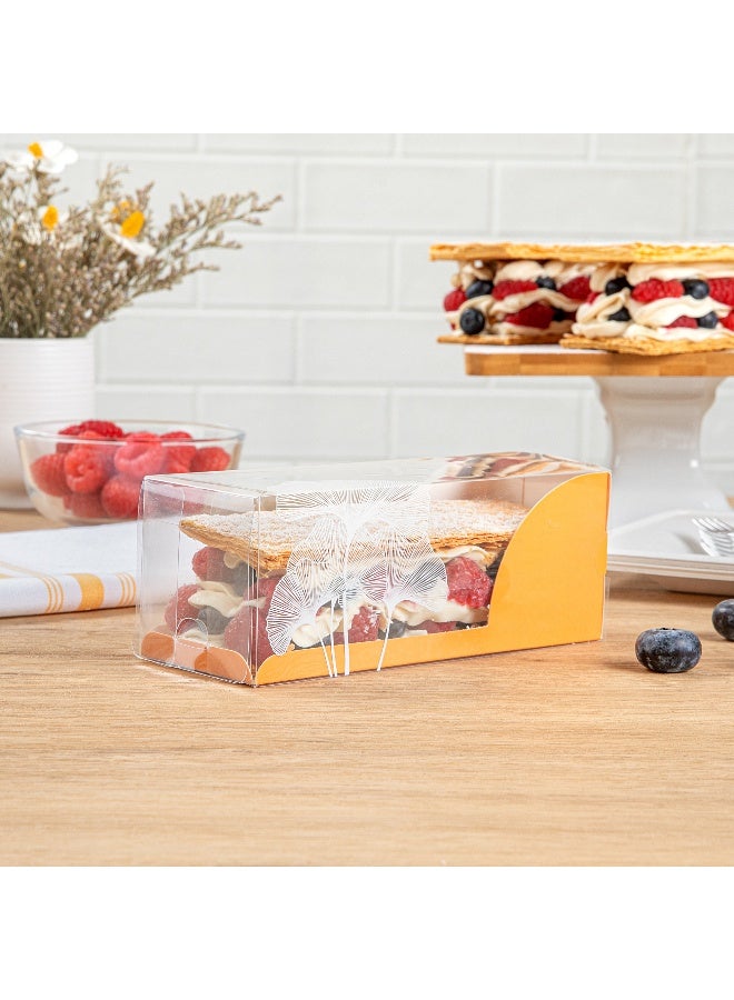 Restaurantware صناديق حلوى شفافة 7 بوصة × 2.5 بوصة، 100 غلاف ورقي برتقالي، صناديق حلوى شفافة - لمسة ورقية، بدون بطانة دهنية، صناديق تفضيل بلاستيكية شفافة، مقاومة للكسر، قابلة للتخلص منها - Image 3