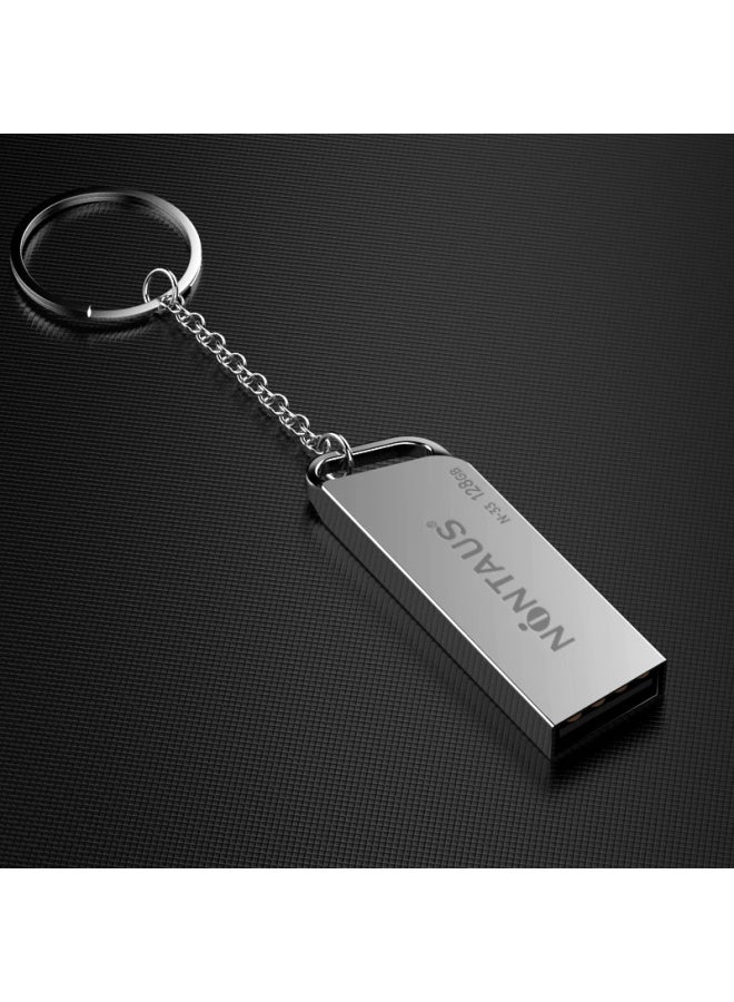 جنجينغ 128 جيجابايت فلاش درايف USB2.0، N-33 فضي، للهاتف والكمبيوتر، فلاش درايف معدني للأعمال المكتبية، فلاش درايف USB صغير للسيارة