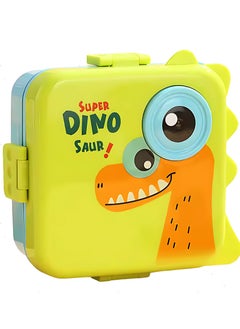 Twisoo Twisoo Kids Lunch Box with Spoon – Leakproof Double Decker Bento Box, Durable Plastic, Sealed for Freshness, Sauce Cup Included, Perfect for School & Travel, 1120ml (Dino Green)  - Image 1