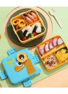 Twisoo Twisoo Kids Lunch Box with Spoon – Leakproof Double Decker Bento Box, Durable Plastic, Sealed for Freshness, Sauce Cup Included, Perfect for School & Travel, 1120ml (Dino Green)  - Image 4