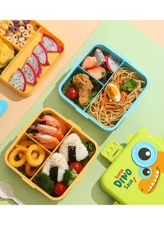Twisoo Twisoo Kids Lunch Box with Spoon – Leakproof Double Decker Bento Box, Durable Plastic, Sealed for Freshness, Sauce Cup Included, Perfect for School & Travel, 1120ml (Dino Green)  - Image 3