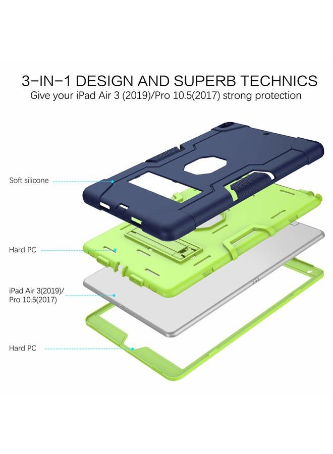 BENTOBEN for iPad Air 3 2019 Case, iPad Pro 10.5" 2017 Case, 3 Layers Heavy Duty Rugged Shockproof Kickstand Sturdy Protective Tablet Cases for iPad Air 3rd Gen/iPad Pro 10.5" 2017, Dark Blue/Green - Image 2