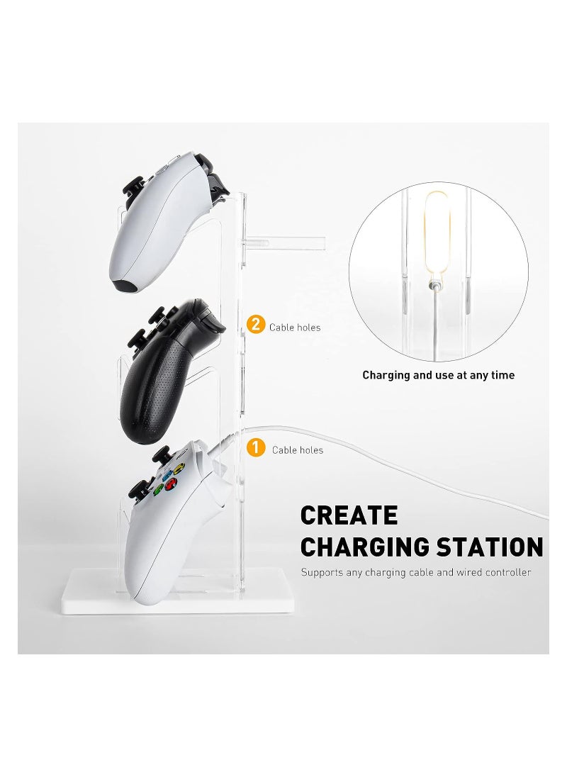 Excefore - Universal 3 Tier Controller Holder and Headset Stand for PS5 PS4 Xbox ONE Switch STEAM, Controller Stand Gaming Accessories, Build Your Game Fortresses (White) - Image 1