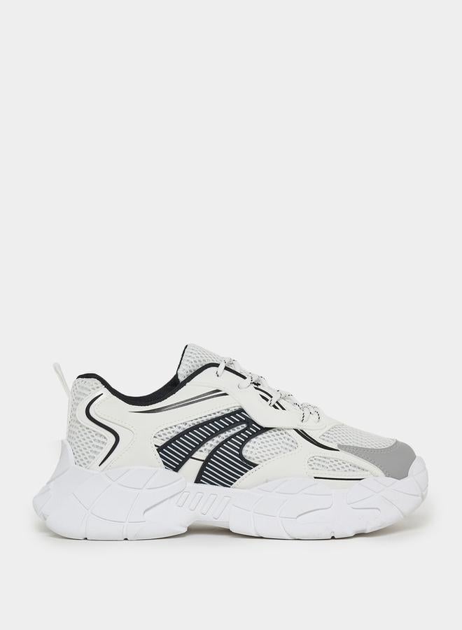 Styli Color Block Graphic Cut Out Chunky Sole Sneakers  - Image 1