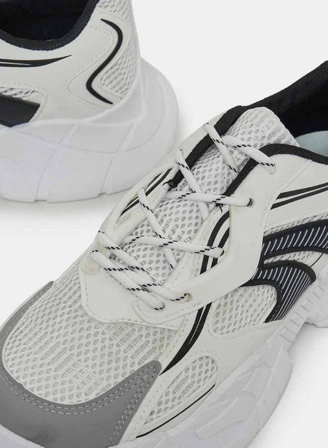Styli Color Block Graphic Cut Out Chunky Sole Sneakers