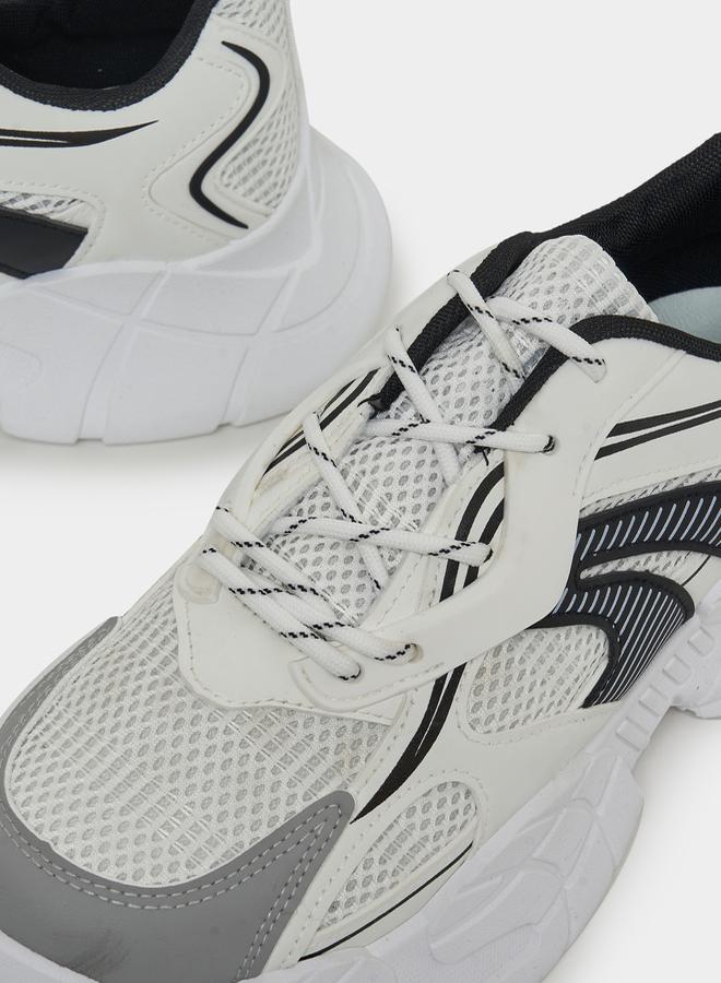 Styli Color Block Graphic Cut Out Chunky Sole Sneakers  - Image 4