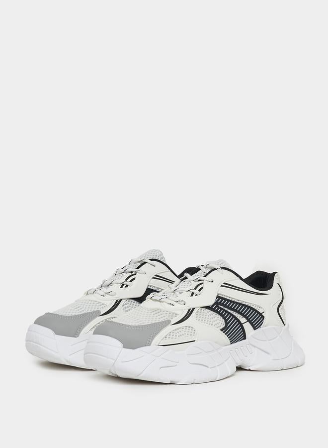 Styli Color Block Graphic Cut Out Chunky Sole Sneakers  - Image 2