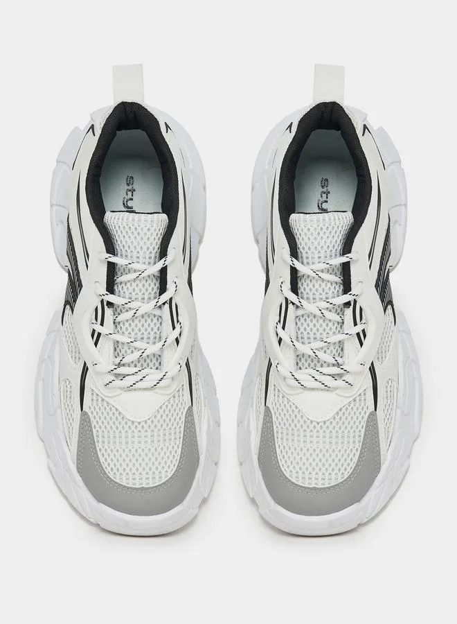 Styli Color Block Graphic Cut Out Chunky Sole Sneakers