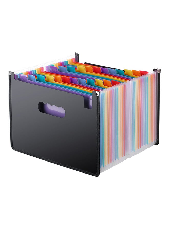 Loquat A4 24-Pockets Expanding File Folder Organizer Black/Red/Yellow - Image 1