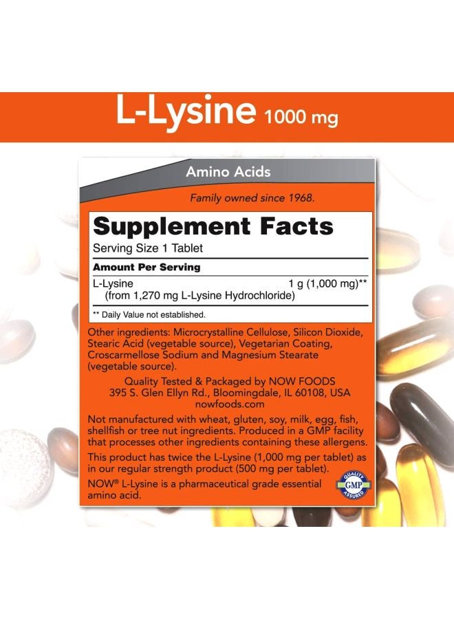 Now Foods L-Lysine 1000 mg - 100 Tablets - Image 2