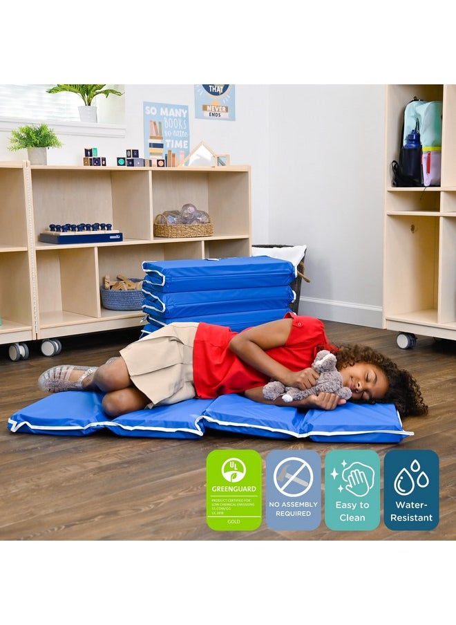 Children's Factory Children's Factory 2" Tough Duty Folding Blue Rest-Mat-, Classroom-Nap-Mats-for Preschools & Daycares, Foam-Napping-Floor-Mat-for Kids & Toddlers  - Image 3