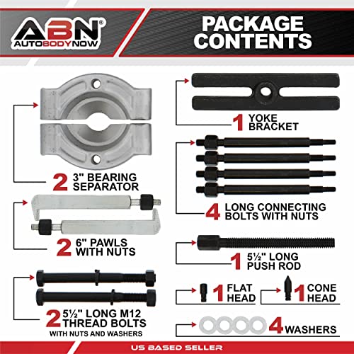 ABN Bearing Puller Kit - 14 Piece 5 Ton Automotive Bearing Separator - 2 and 3 Inch Jaw Splitting Gear Puller Tool Set - Image 2