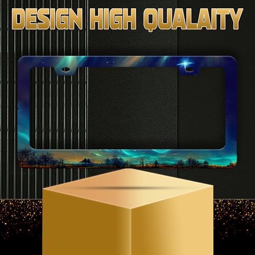 Omw2fyb Personalise Aurora Night Sky License Plate Frame Scenery License Plate Frames Car Universal Stainless Steel Accessories Cars Decor with 2 Holes and Screws Fits Standard Us Vehicles Size 12.2 X 6 Inch - Image 5