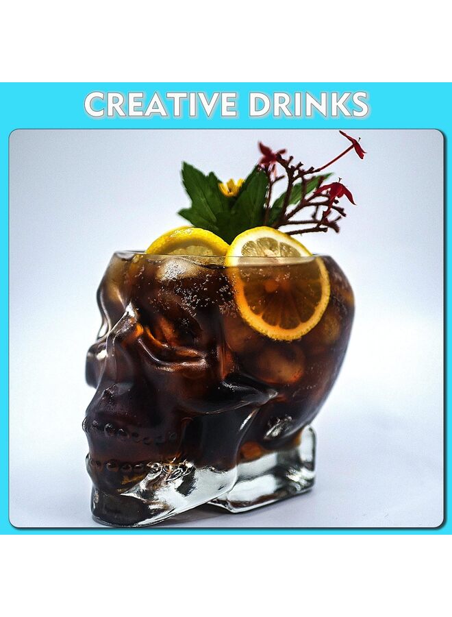 2pcs Glass Skull Wine Glasses with Premium Gift Box - 350ml Large Capacity 3D Horror Crystal Glasses for Home Bar Decoration and Gifts - Image 5