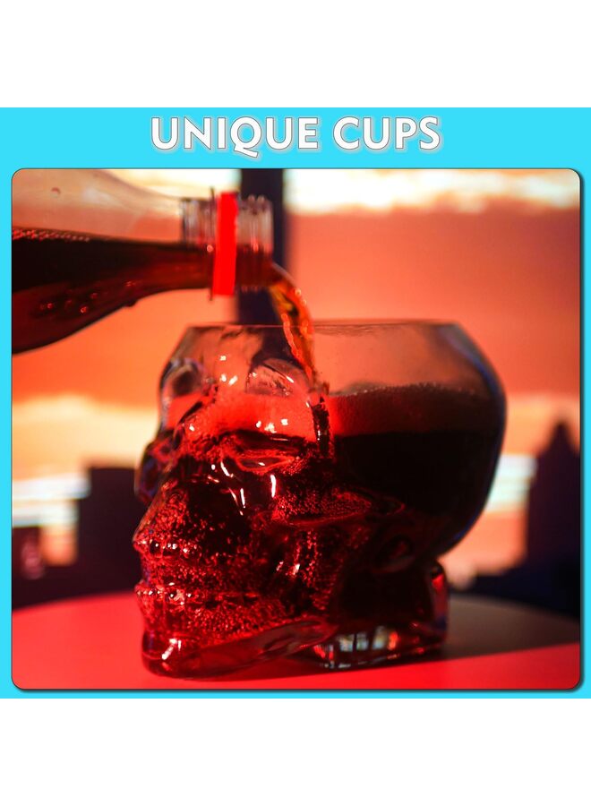 2pcs Glass Skull Wine Glasses with Premium Gift Box - 350ml Large Capacity 3D Horror Crystal Glasses for Home Bar Decoration and Gifts - Image 4
