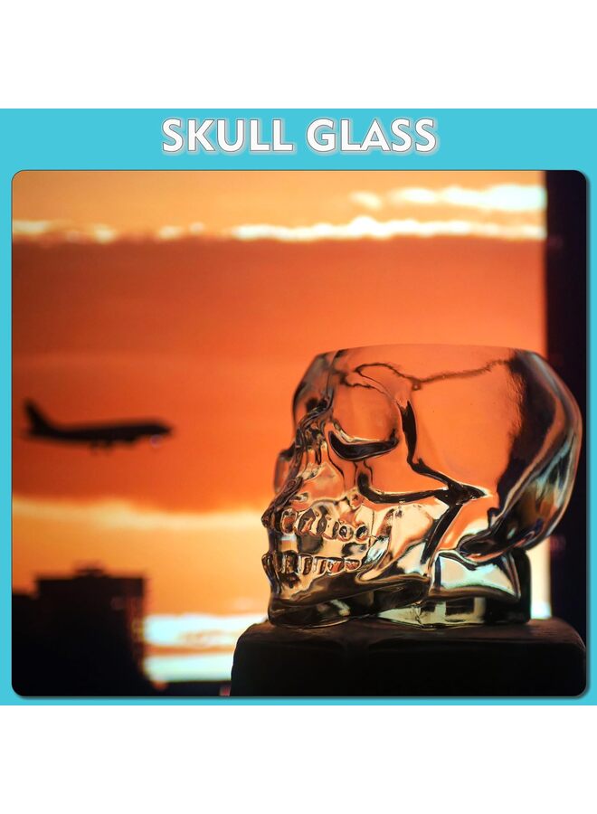 2pcs Glass Skull Wine Glasses with Premium Gift Box - 350ml Large Capacity 3D Horror Crystal Glasses for Home Bar Decoration and Gifts - Image 2