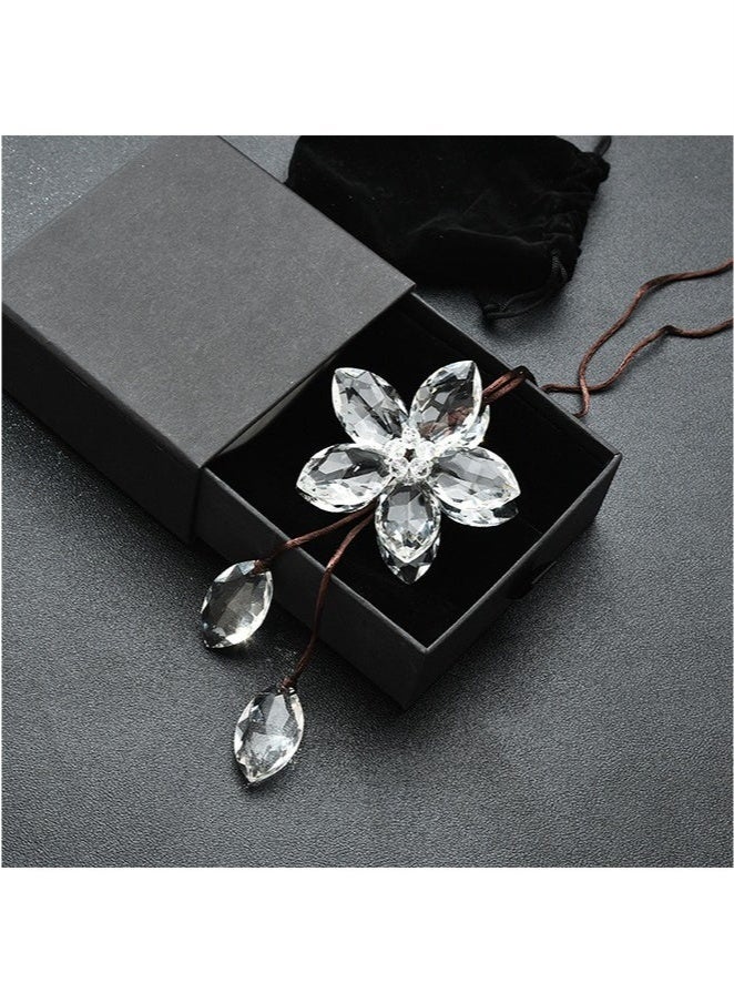 Bukela Car Pendant Crystal Flower Rear View Mirror Hanging Ornament Lucky Car Decoration and Transparent Home Decor with Gift Box - Image 1