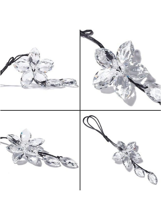 Bukela Car Pendant Crystal Flower Rear View Mirror Hanging Ornament Lucky Car Decoration and Transparent Home Decor with Gift Box - Image 2
