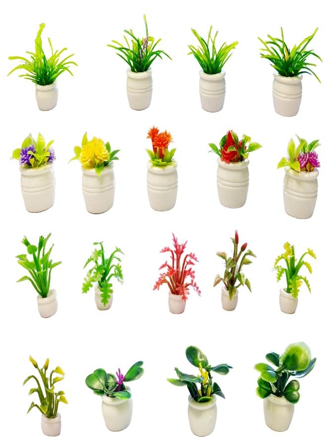 HETRUUOP 18 PCS Mini Artificial Flowers Plants Decor for Dollhouse Resin Tiny Potted Plants for Crafts Micro Miniature Cactus for Fairy Garden Dollhouse Micro Landscaping Decoration - Image 1