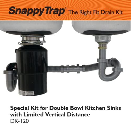 Coflex Snappy Trap Special Double Kitchen Sink Drain Kit with Flexible P Trap, Ideal for Sinks with Limited Vertical Space, Easy No Tool Installation (DK-120 Silver) - Image 3
