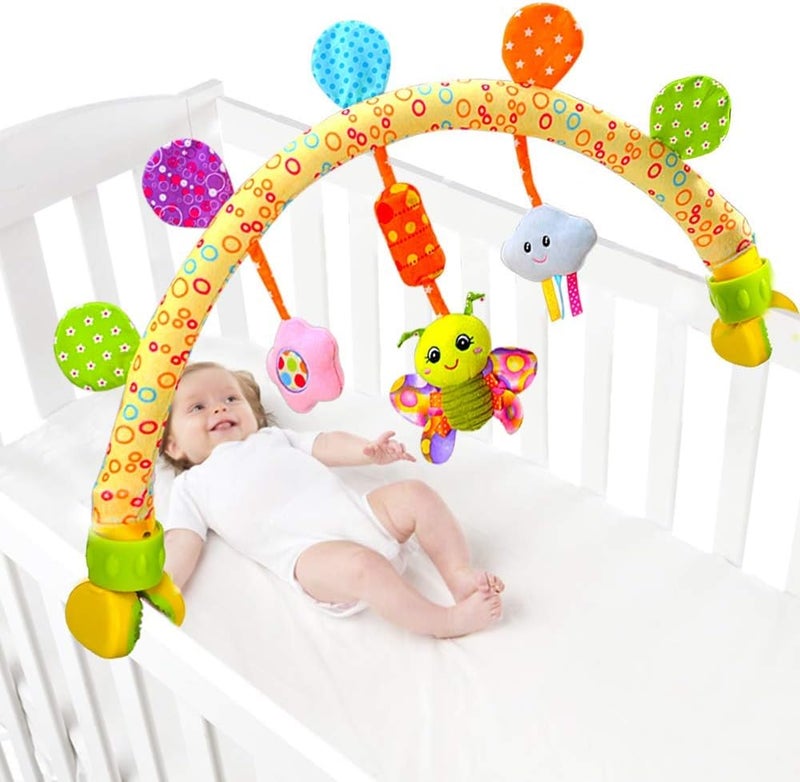 Caterbee Classic trendy design picks Baby bassinet toys, Infant & Toddlers Crib and Pushchair toy, Travel Arch Stroller toy & Pram Activity toys for indoor and outdoor (butterfly) Storage & transit friendly - Image 1