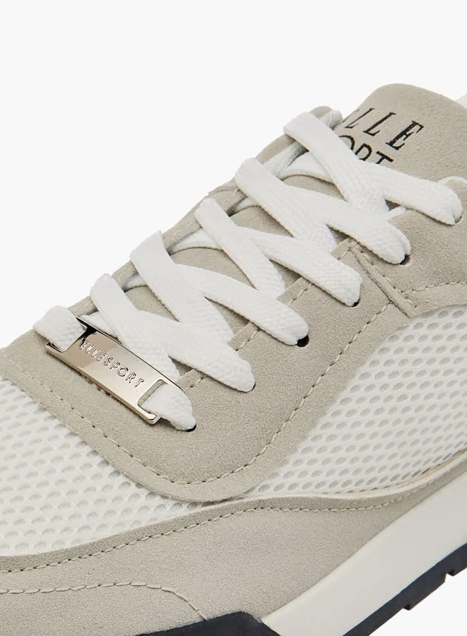 ELLE Women's Logo Detail Sneakers with Lace-Up Closure