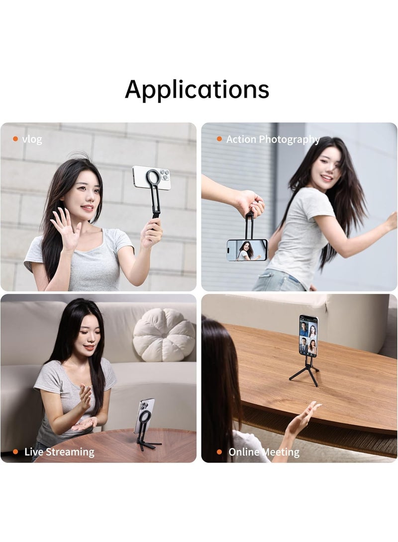 ULANZI MA30 Magnetic Phone Tripod Stand for iPhone - Aluminium Maglock Smartphone Mini Tripod Pocket Cell Phone Stand Strong Magnet Quick Mount Compatible with iPhone 16 15 14 13 12 Series (Black) - Image 5