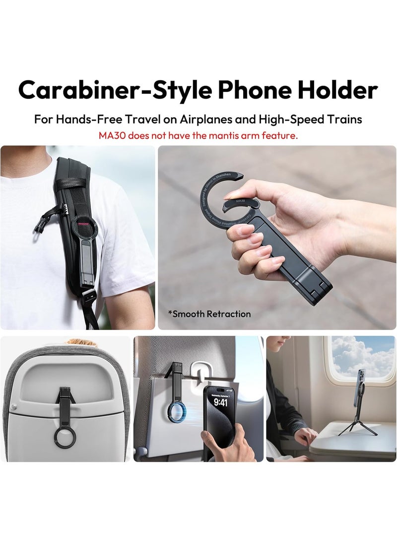 ULANZI MA30 Magnetic Phone Tripod Stand for iPhone - Aluminium Maglock Smartphone Mini Tripod Pocket Cell Phone Stand Strong Magnet Quick Mount Compatible with iPhone 16 15 14 13 12 Series (Black) - Image 2