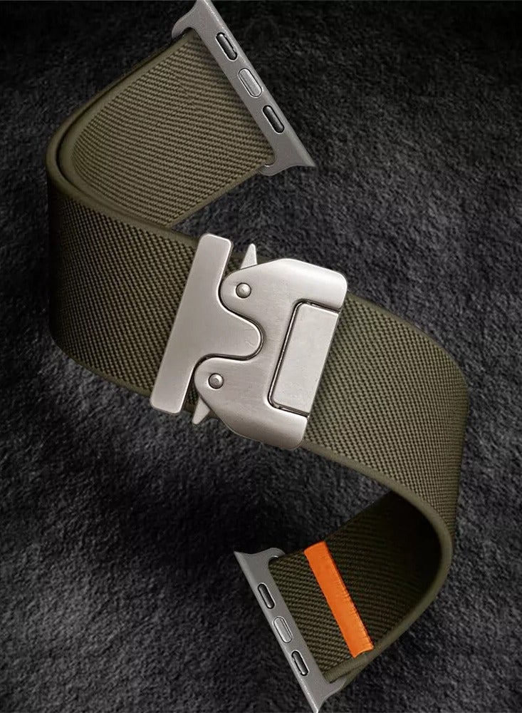 Sport Durable Rugged Watch Band Compatible with Apple Watch Ultra 1/2 49mm 46mm 45mm 44mm 42mm for Women Men Soft Stretchy Nylon Loop Strap,Parachute Style Buckle Straps for iWatch SE Series 10 9 8 7 6 5 4 3 2 1 SE  - Image 3