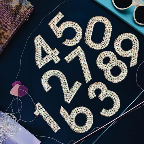 Locacrystal 40Pcs Bling Rhinestone Numbers Self-Adhesive Glitter Number Stickers for Mailbox Cars Doors Crafts 0-9 DIY Crystal Iron-on Numbers Patches for Clothing(Crystal AB,1.57") - Image 5