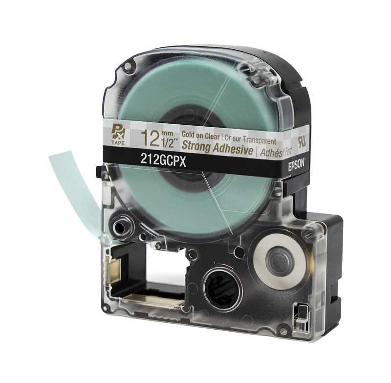 LABELWORKS Epson 212GCPX Genuine PET (Polyester) Tape Cartridge - Gold on Clear Label Maker Tape - 1/2" (12MM) Wide, 30' - Image 3