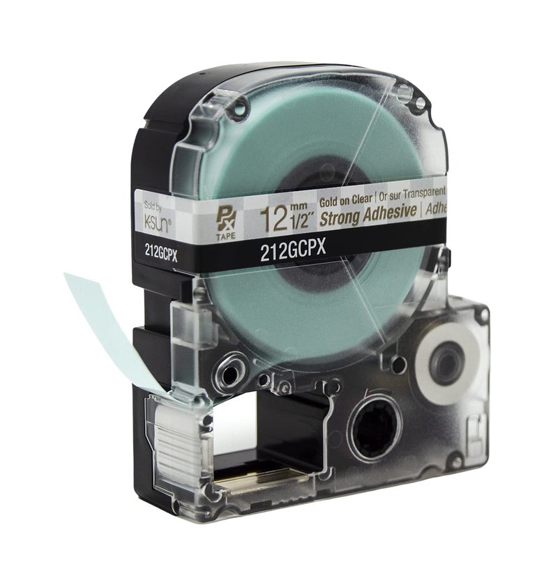 LABELWORKS Epson 212GCPX Genuine PET (Polyester) Tape Cartridge - Gold on Clear Label Maker Tape - 1/2" (12MM) Wide, 30' - Image 4