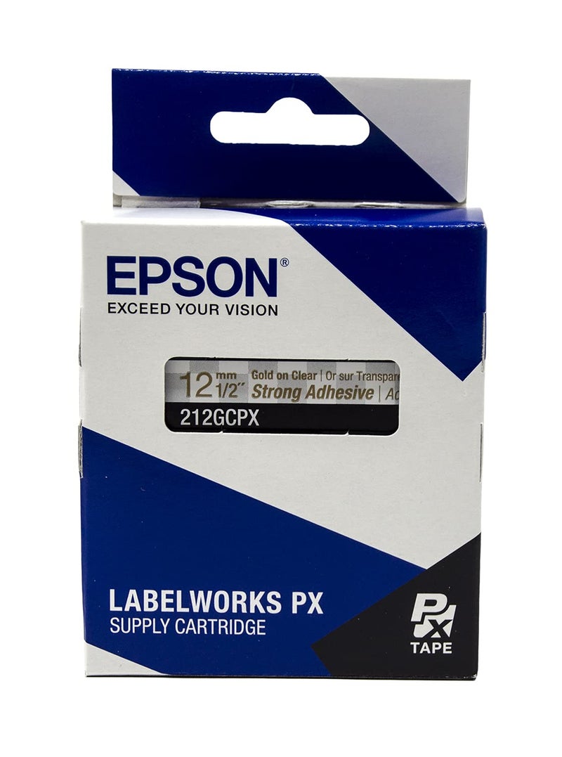 LABELWORKS Epson 212GCPX Genuine PET (Polyester) Tape Cartridge - Gold on Clear Label Maker Tape - 1/2" (12MM) Wide, 30' - Image 5