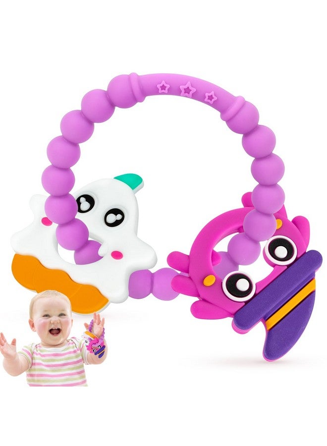 NPET Halloween Baby Teething Toy 312 Months Halloween Teething Ring Toy White Ghost & Pumpkin Baby Teething Toy Cute Halloween Ring Theether Soft Silicone Baby Teething Toy Lovely Gifts Baby Teething Toy  - Image 2