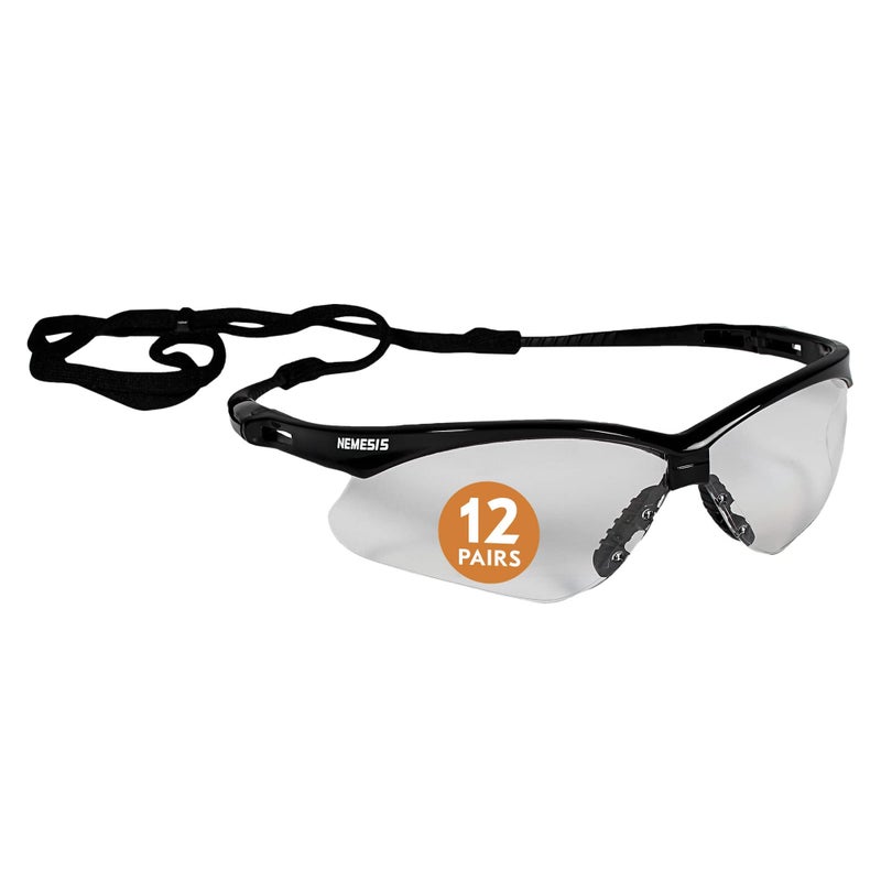 KleenGuard™ V30 Nemesis™ Safety Glasses (25676), Clear Lenses, Black Frame, Unisex Eyewear for Men and Women (12 Pairs/Case) - Image 1