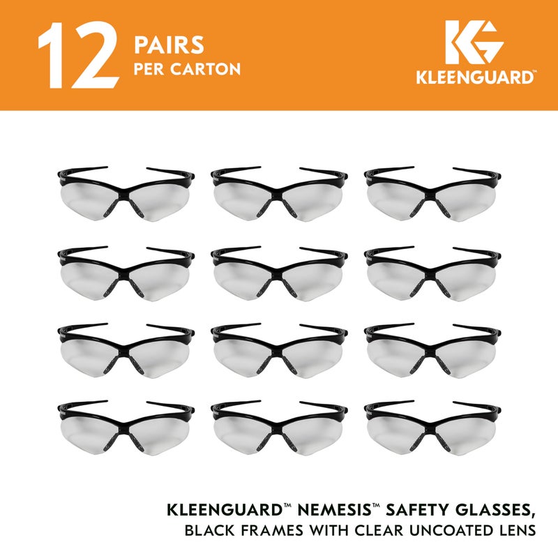 KleenGuard™ V30 Nemesis™ Safety Glasses (25676), Clear Lenses, Black Frame, Unisex Eyewear for Men and Women (12 Pairs/Case) - Image 2