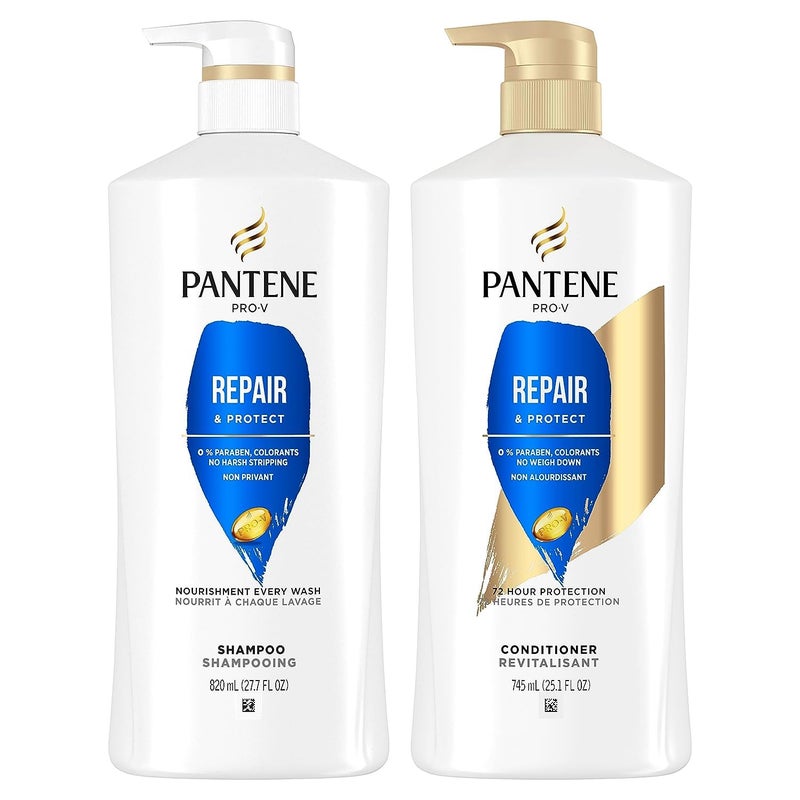 Pantene Shampoo, Conditioner and Hair Treatment Set, Repair & Protect for Damaged Hair, Safe for Color-Treated Hair - Image 1