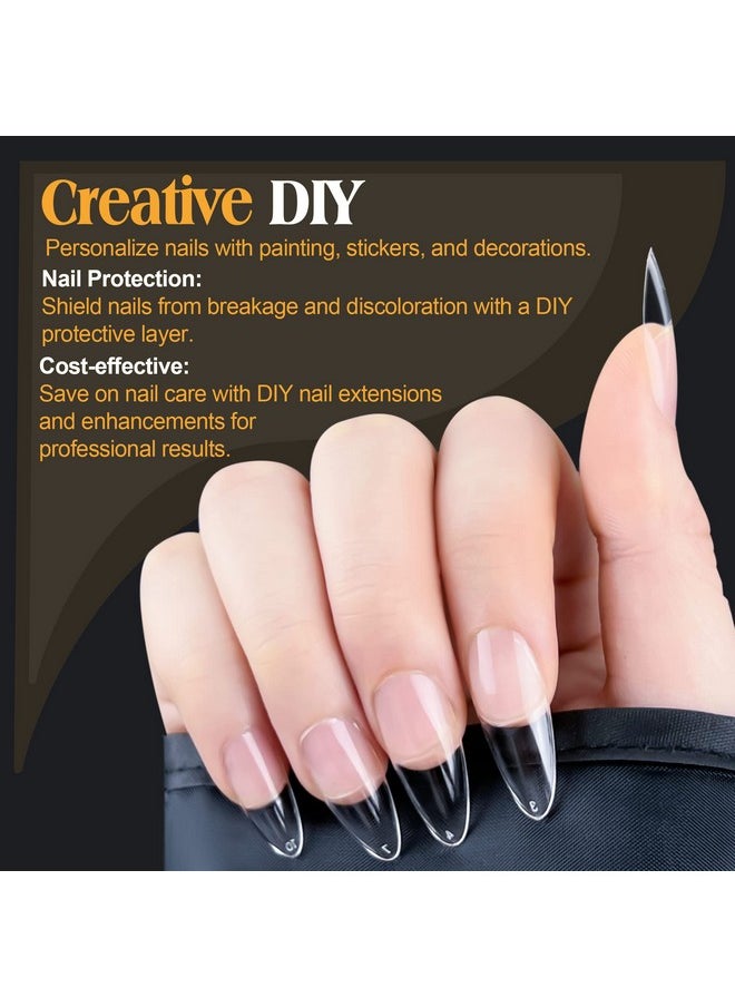 UNA GELLA - Almond Nail Tips 504 Pcs Long Lasting Medium Almond Soft Gel Full Cover Nail Tips False Almond Nails Clear Acrylic Gelly Tips For Nail/Dip/Poly Nail Extensions Press On Nails 12 Sizes - Image 1