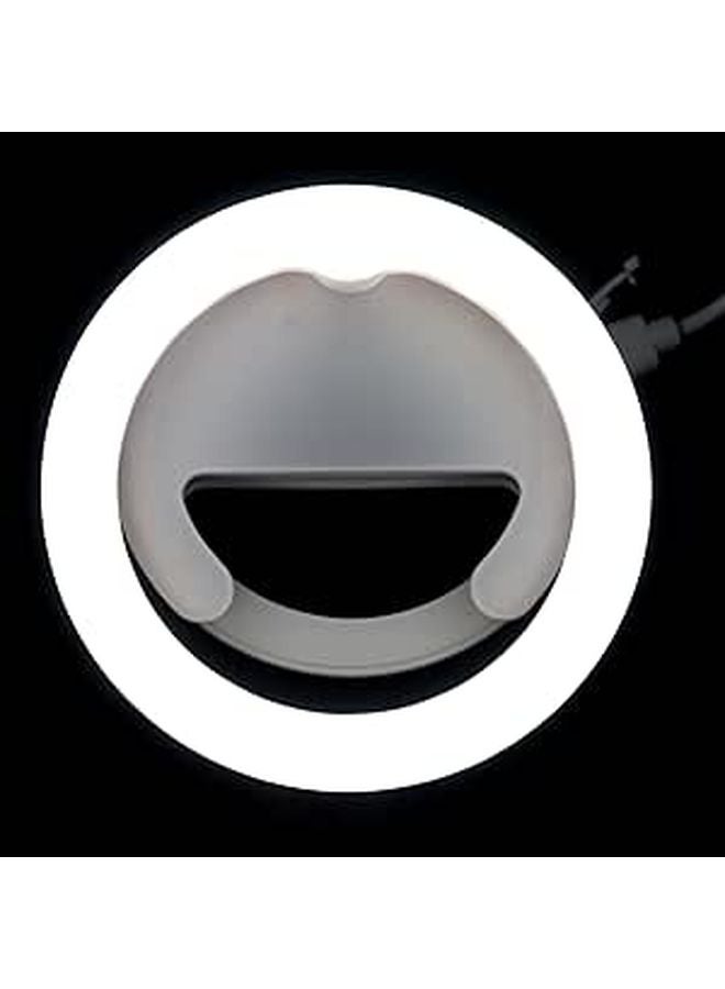 Portable Clip On Phone Ring Light with 3 Brightness Levels Rotatable for Selfie Live Streaming White - Image 1